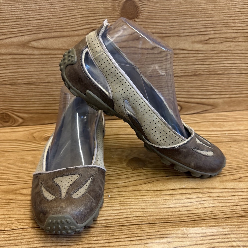Merrell Oceania Sand Brown Leather Slip On Womens Size 7.5 Shoes Vibram Sole